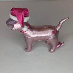 PINK Victorias Secret plush dog with Santa Hat